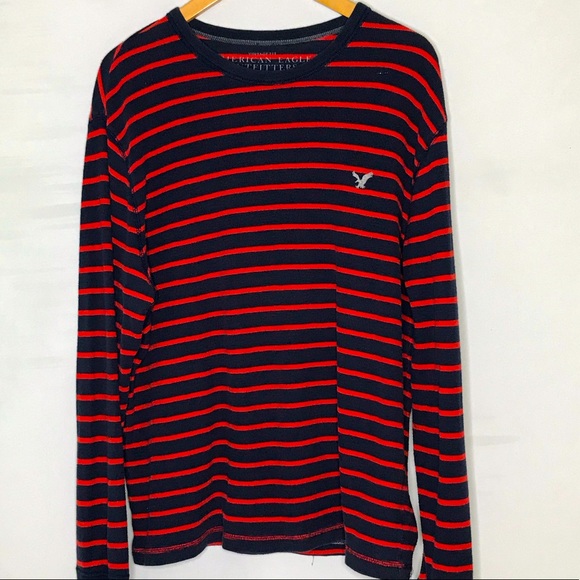 American Eagle Outfitters red blue stripe long sleeve tshirt XL